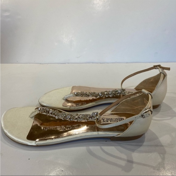 Badgley mischka rhinestone t-strap gladiator Sandals Flip Flops - Picture 9 of 10